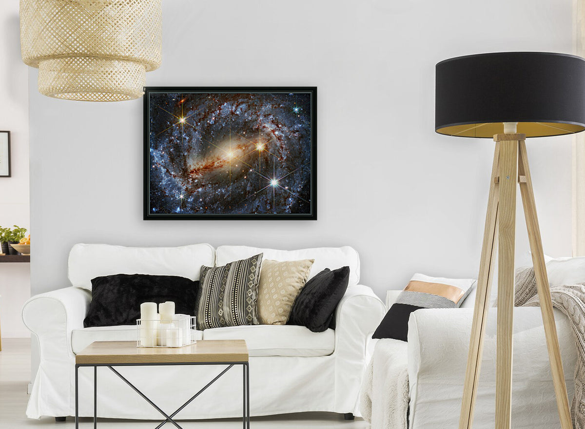 Spiral Galaxy NGC 5643 with Highlighted Stars Outer Space Image