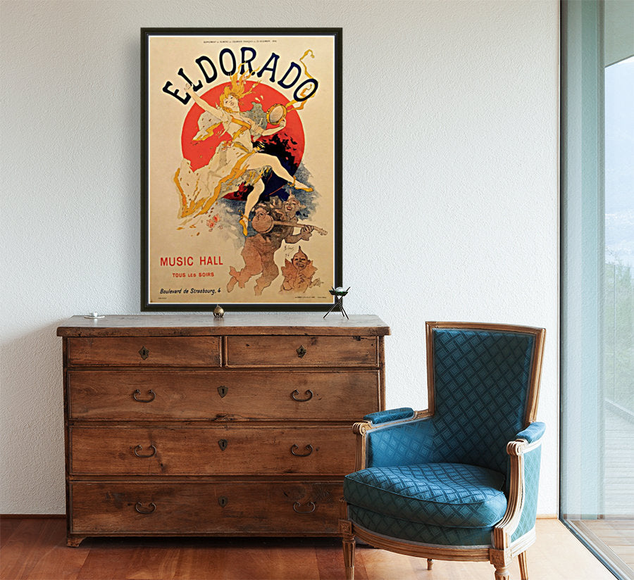 Plakat aus der Belle Epoque für die Eldorado Music Hall von Jules Cheret, 1894