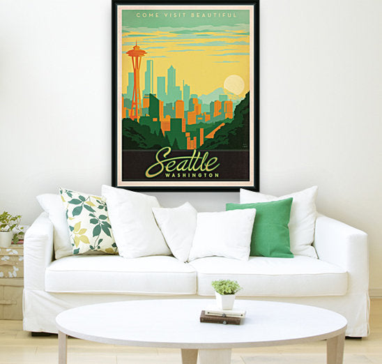 Besuchen Sie das wunderschöne Reiseposter „Seattle, Washington“