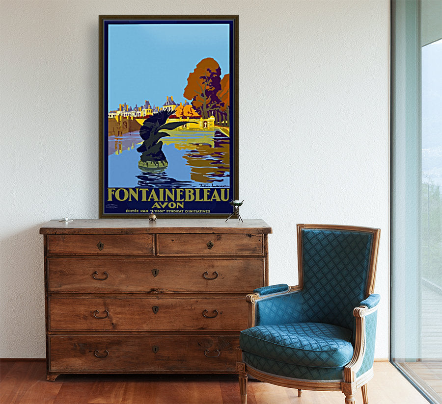 Affiche ancienne de voyage Fontainebleau Paris France