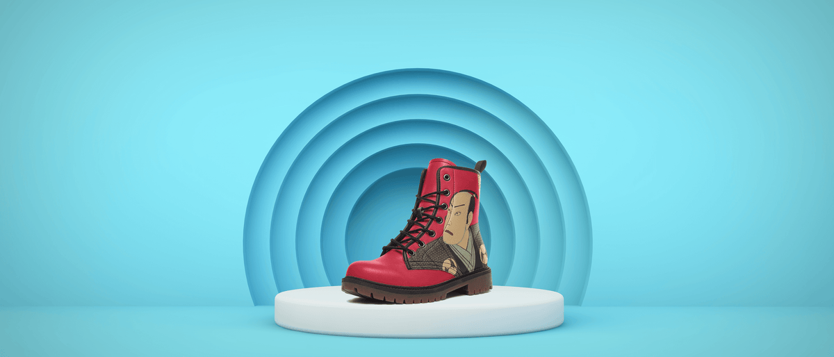 Ukiyo-e Vegan Leather Combat boots (Museum Collection)