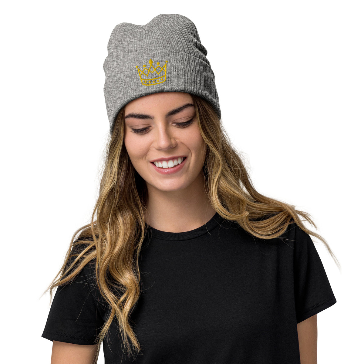 Ribbed knit beanie - King or Queen Crown