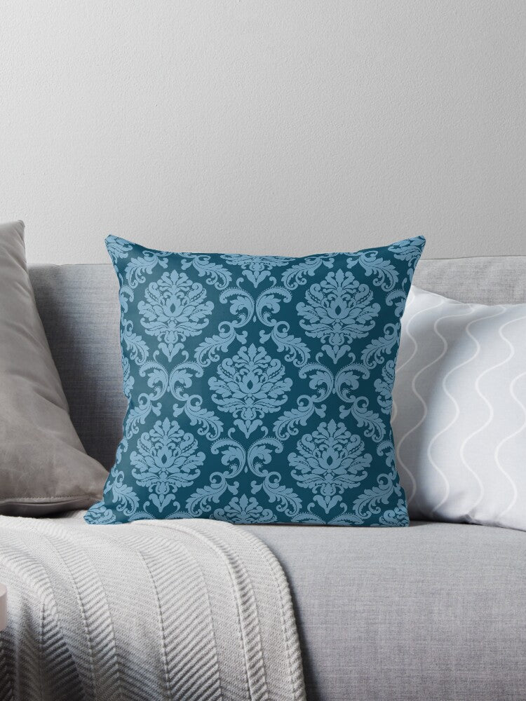 Blue Damask Cushion Cover