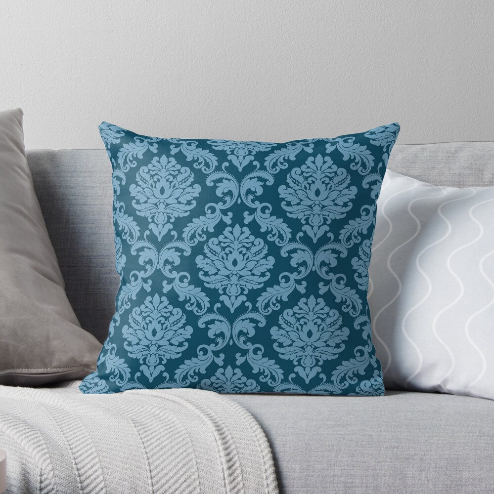 Blue Damask Cushion Cover