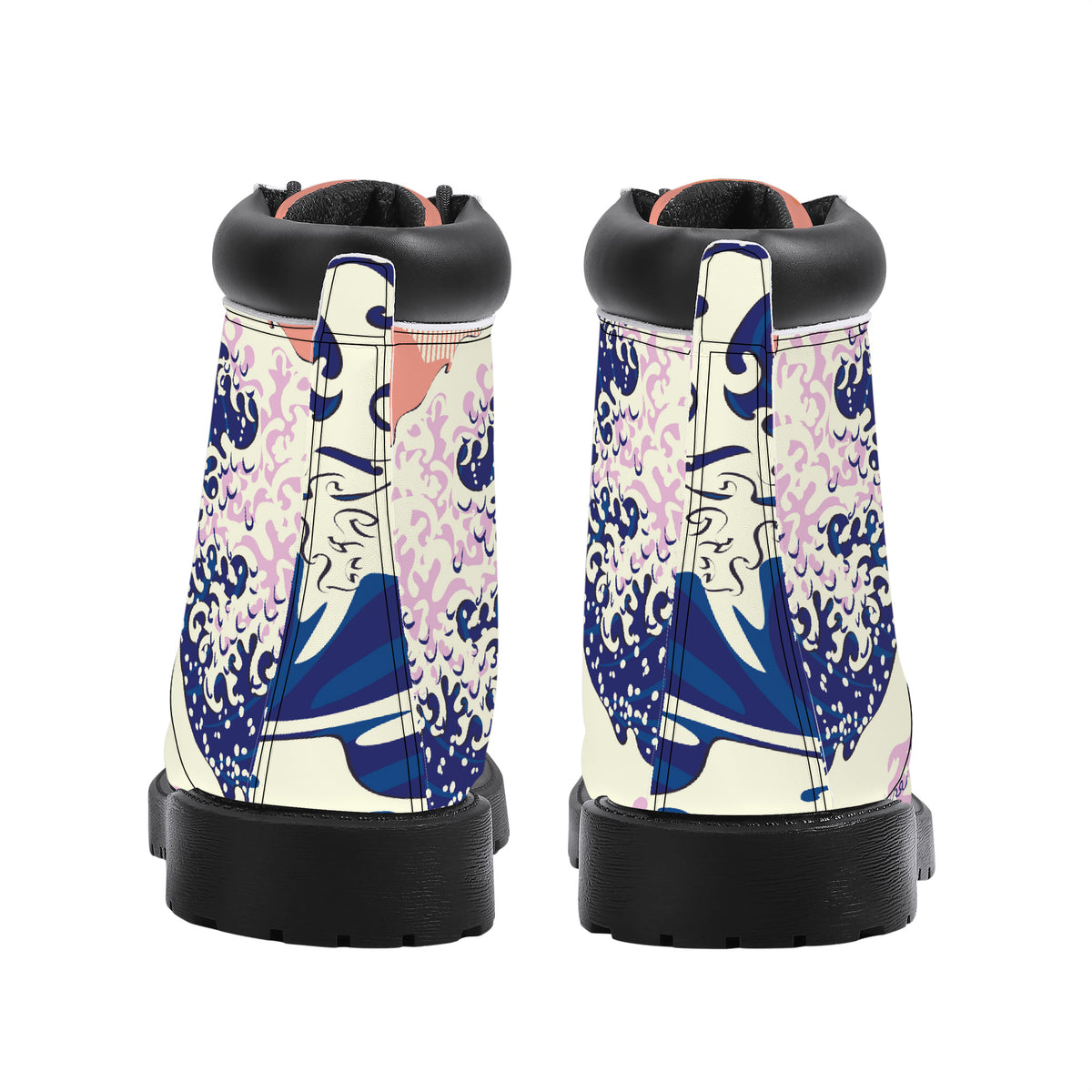 Digital Wave off Kanagawa Vegan Leather Combat Boots